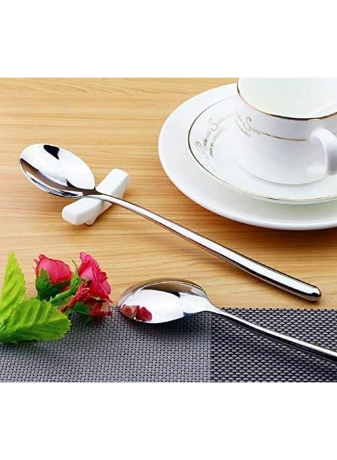 Stainless Steel Spoon,Stainless Steel Round handle Bar Spoons Silver Set of 4 - Image 3